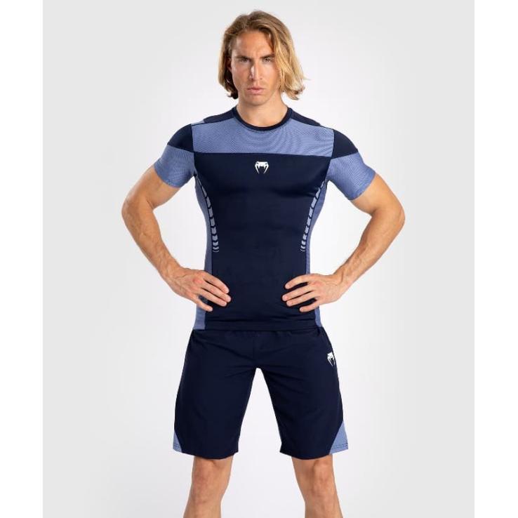 Venum Tempest Rashguard met korte mouwen - marineblauw / blauw