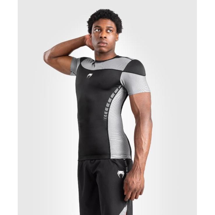 Venum Tempest rashguard met korte mouwen - zwartgrijs