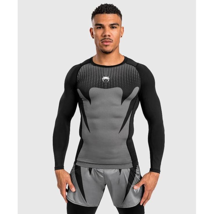 Venum Attack rashguard met lange mouwen - zwartgrijs