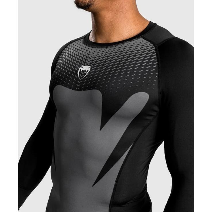 Venum Attack rashguard met lange mouwen - zwartgrijs