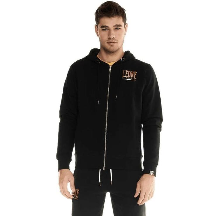 Leone Hoodie met rits Goud Zwart M5047